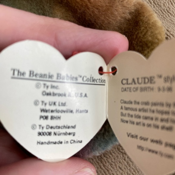 Claude the crab beanie baby - Picture 3 of 13